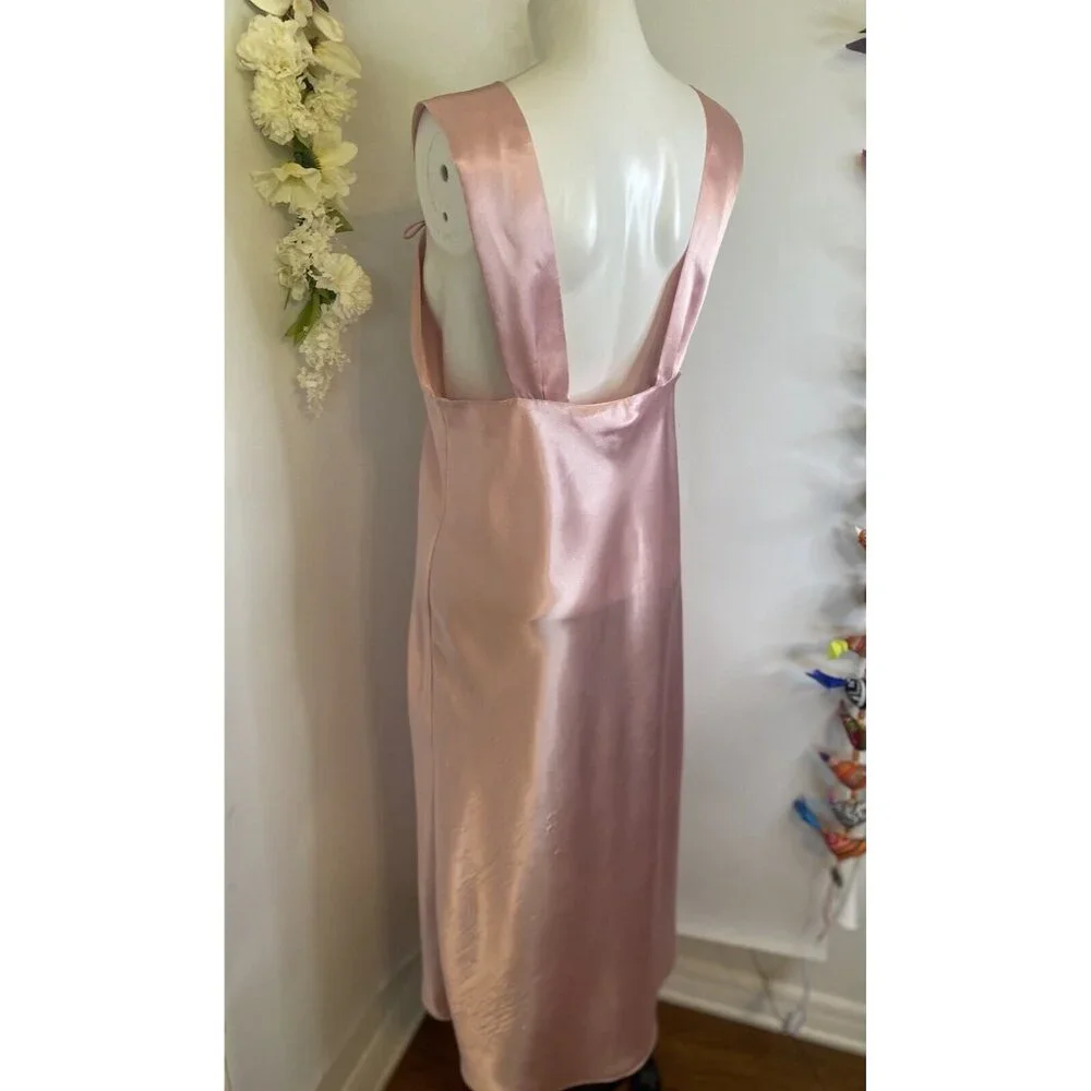 Vintage Val Mode Pink Lingerie Peignoir Sleep Gown Dress Ankle Length Size Large
